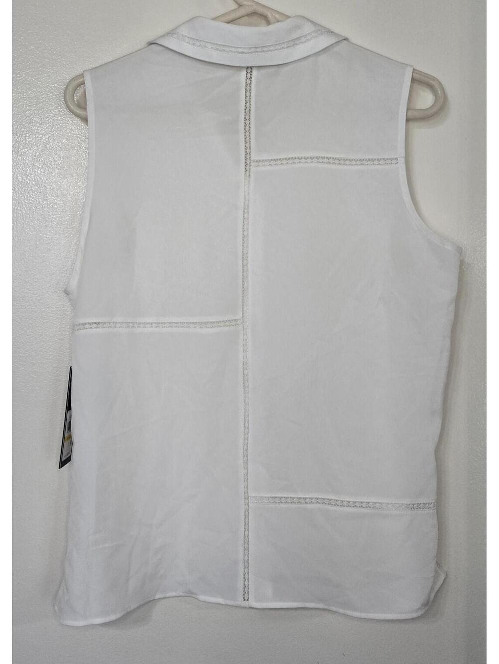 Karl Lagerfeld Sleeveless Button Up Blouse White Medium NWT Top New Wirh Tags - Picture 7 of 7